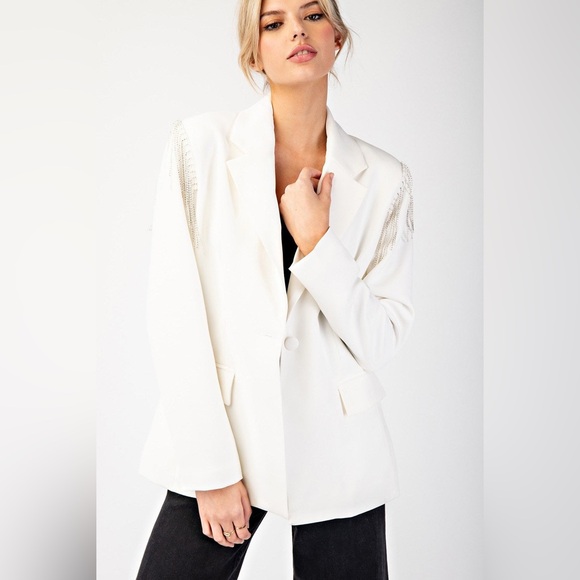 Rhinestone Fringe Blazer Jacket - eesome - Picture 3 of 8